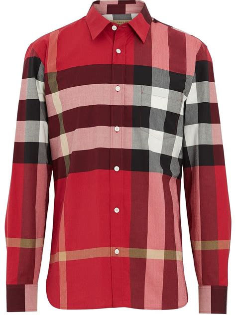 burberry check cotton shirt|Burberry somerton long sleeved shirt.